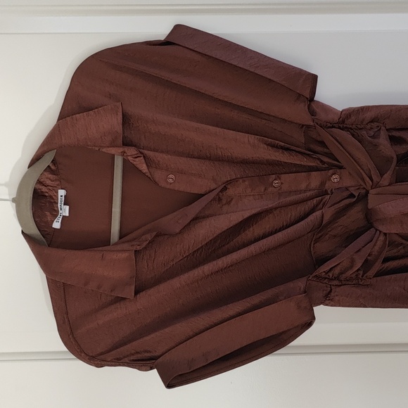 NWOT Steve Madden Elegant Brown Shirt Dress - Picture 2 of 7